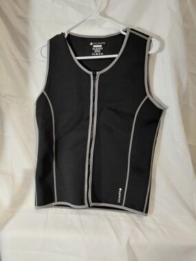 SaunaFX Men's Black Zip-Front Sweater Vest - Thermal Undershirt